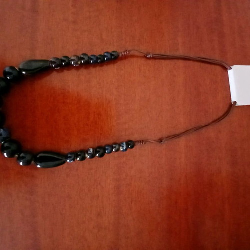 Coccaline necklace with black and blue leather new