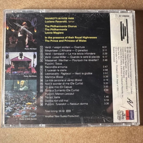 Luciano Pavarotti Pavarotti in Hyde Park CD used, classical music