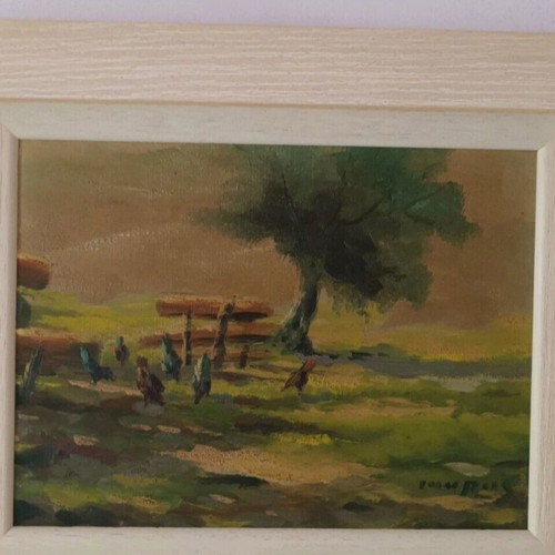 Oil painting signed, used, 36x30 cm with frame