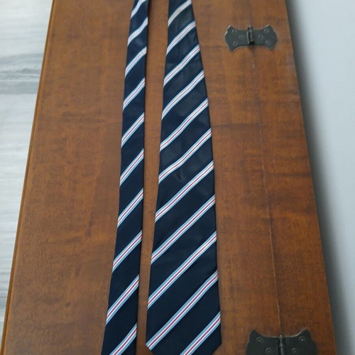 Bonaparte tie used, Italian made, 100% microfiber, blue with stripes