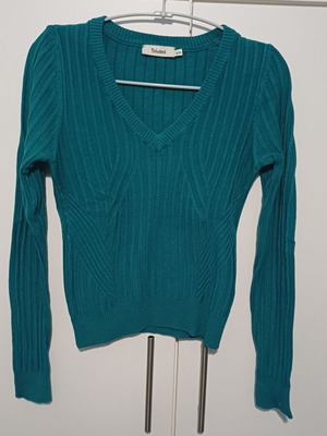 Toi&moi knitted blouse with V-neck like new, petrol color