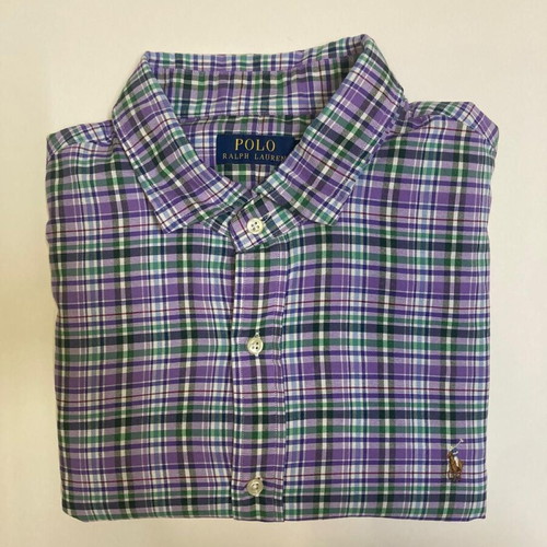 Ralph Lauren 90s Oxford shirt XXL green purple blocked with purple pony