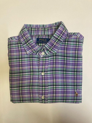 Ralph Lauren 90s Oxford shirt XXL green purple blocked with purple pony