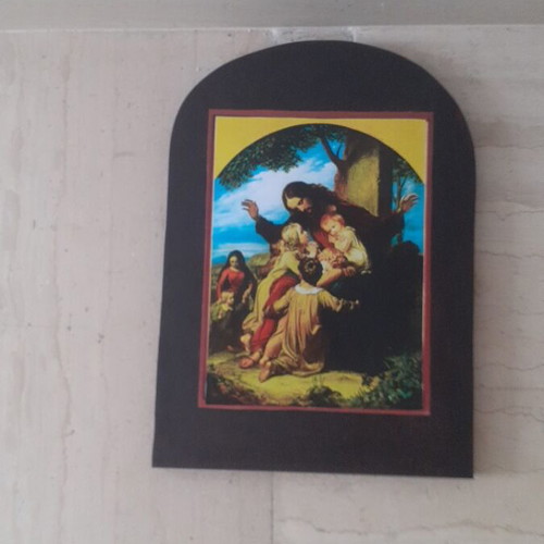 Wooden handmade religious icon new, decoupage technique 39x28 cm