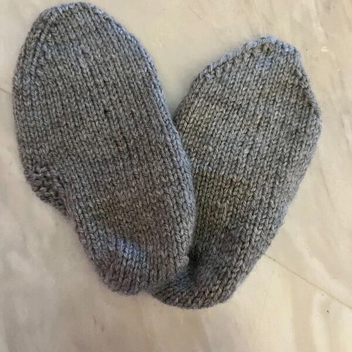 Handmade knitted baby slippers new, pair, gray and pink