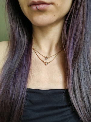 Double heart necklace new with adjustable length