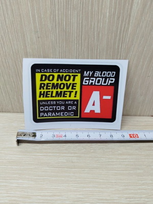 Blood Group A- Helmet Sticker new