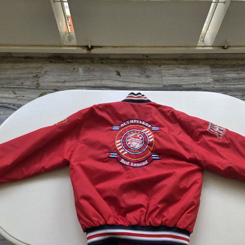 Olympiacos Bomber Flight Jacket used, red, authentic