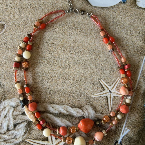 Summer coral necklace with stones like new