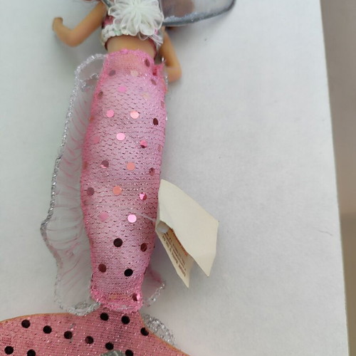 Fairy Mermaid Decorative Doll like new with pink tail and silver wings