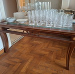 Mid-Century Vintage Coffee Table used, solid walnut wood and inset glass