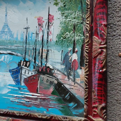 Impressionist Parisian Painting with Eiffel Tower by Caroline B like new