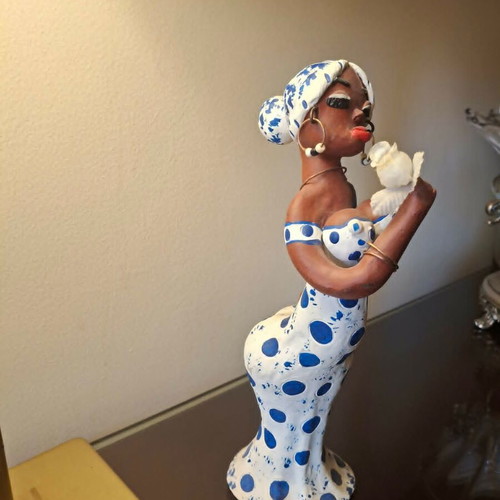 Handmade ceramic figurine from Brazil, 25 cm tall