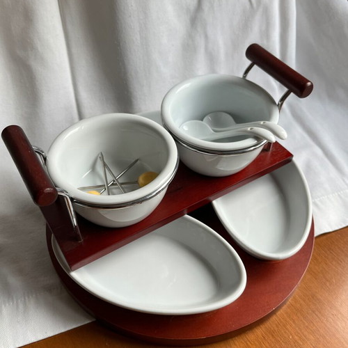 Ceramic fondue set like new, very good quality