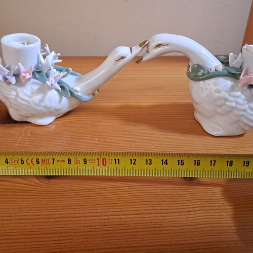 Porcelain Swan Candlestick Set new vintage style