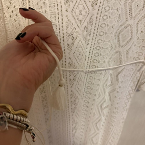 Oysho long white crochet dress midi length