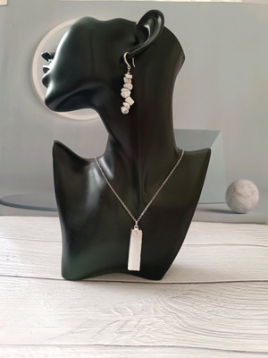 Unisex ατσάλινη αλυσίδα κολιέ με ράβδο Σελενίτης