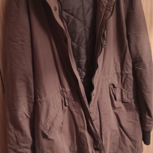 Jacket used, olive color, comfortable fit, size XL