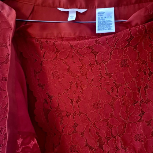 Red floral lace midi skirt H&M like new, size EUR 40