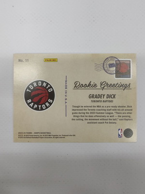 2023-24 Panini-NBA Hoops Basketball Gradey Dick Rookie Greetings #11