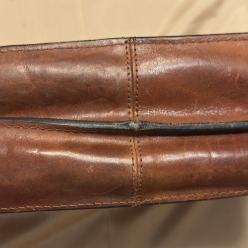 Leather briefcase used, brown, genuine leather