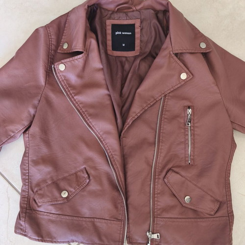 Leather biker jacket Pink Woman like new dusty rose
