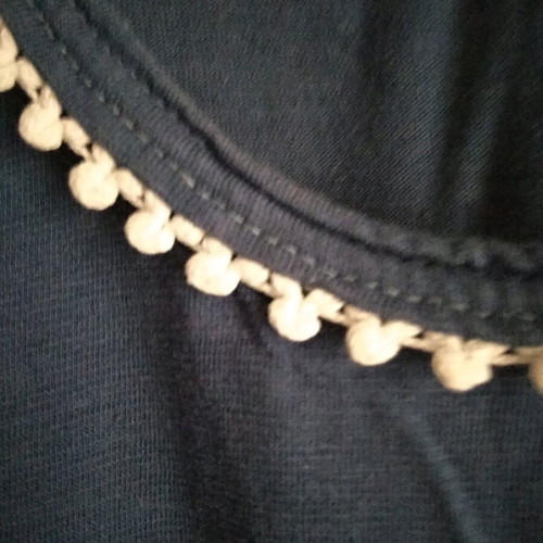Long cotton ribbed dress used with lace trim on collar