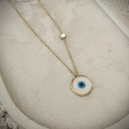 Mataki pendant with zircon, stainless steel, new, gold color