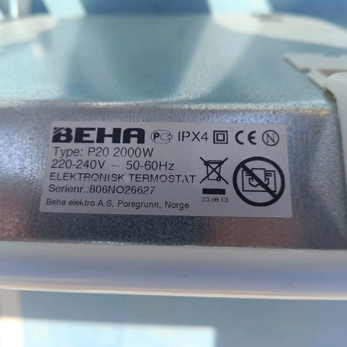 Beha wall heater with legs P20 2000w 240v like new