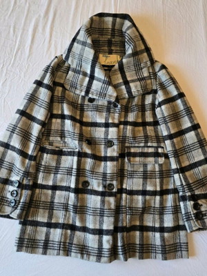 BSB women's checked coat used, size 44, black and grey