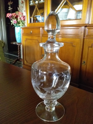 Crystal carafe used, very old bottle