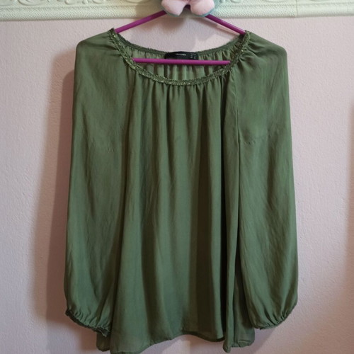 Women's blouse used, khaki, xsmall fitting small, semi-transparent