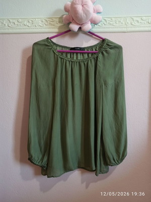 Women's blouse used, khaki, xsmall fitting small, semi-transparent