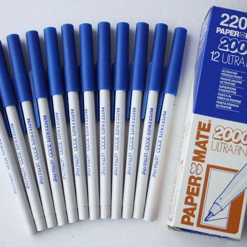 Σετ στυλό Paper Mate 2000, 12 μπλε εξαιρετικά λεπτά, vintage 90s