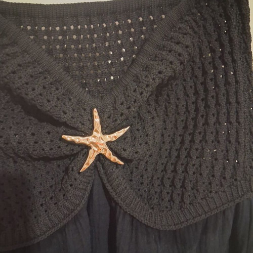 Strapless Maxi Dress with Crochet Bust and Starfish Pin, Like New