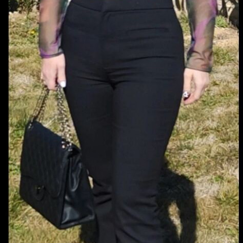 Sheer crop top like new, black and purple, size S
