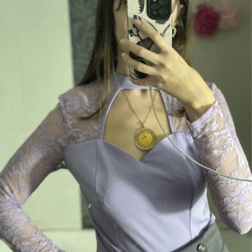 Lilac blouse with lace like new, size M