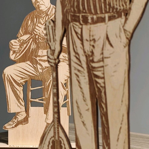 Set of 2 wooden figures Markos Vamvakaris new, rebetiko collection