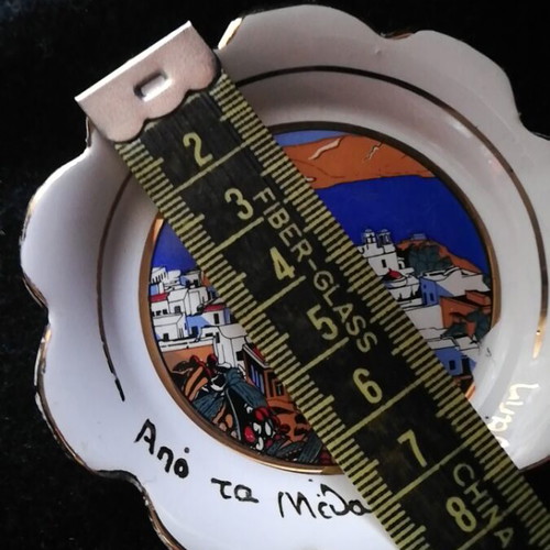 Methana plate used, collectible Terracotta with 24k gold