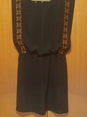 Black crepe dress with boho details like new, size M