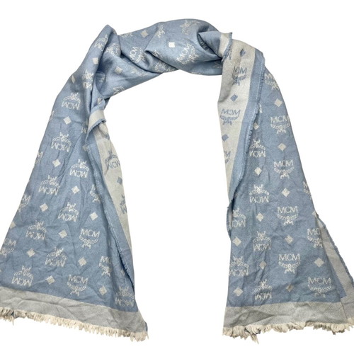 MCM baby blue wool scarf used