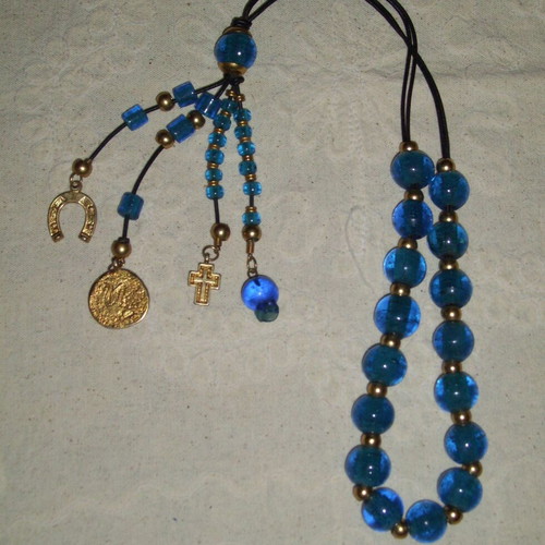 Vintage Blue Glass Decorative Komboloi like new