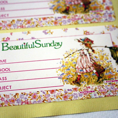 KUTSUWA Beautiful Sunday Sarah Kay stickers and 2 Green Hills Ribbon mechanical pencils new