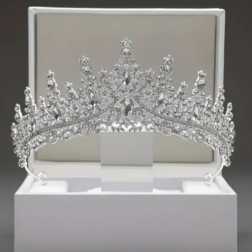 Bridal crown with crystal rhinestones silver tiara new