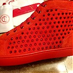  Christian Louboutin Red Velvet αυθεντικά  με τα χαρακτηριστικά spikes size 45 RARE