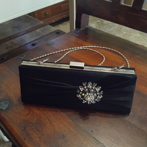 Clutch bag A To Z Greek black with silver chain like new