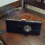 Clutch bag A To Z Greek black with silver chain like new