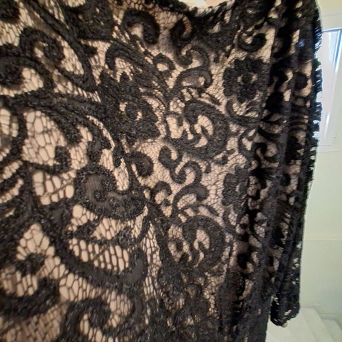 Evening dress like new, one-shoulder, black and beige