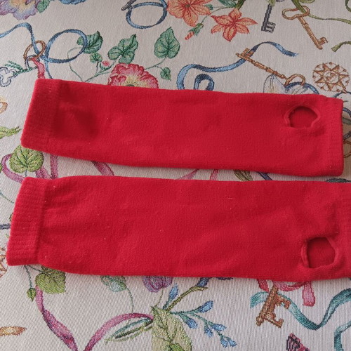 Children's long gloves used, red