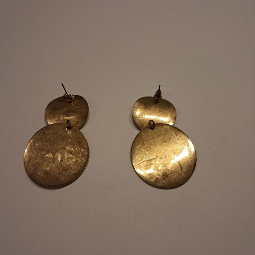 Earrings used, gold color, 5 cm length
